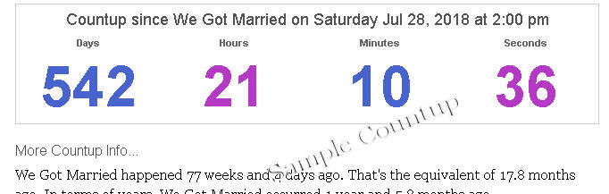 Sample Marriage Countup Clock - Shows how long since wedding